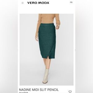 Vero Moda MIDI SLIT PENCIL SKIRT in size Small green color NWT